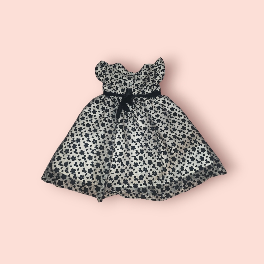 Blueberi Boulevard Black and White Floral Kids Dress - Picture 3 of 3
